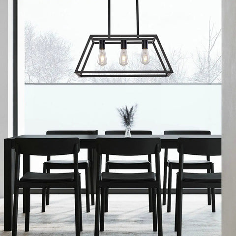 Island Pendant Light For Kitchen Black Four Light Modern Dining Room Fixtures Hanging Cage Linear Pendant Lights Farmhouse Style Dimmable With E26 Base Bulbs Not Included Today over dining table