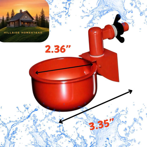 Spill Proof Automatic Chicken Waterer Cups 8 Pack With Free Setup Gear Drip Free Poultry drinking nipple, 2.36 inch diameter.
