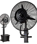 Kickin It Hot This Heavy Duty Misting Floor Fan Goes Hard On Cooling With Smooth Three Speed Control and 180 Cm Height, black industrial design.