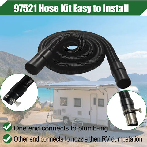 Macerator RV Sewer Hose Kit For Thetford SaniCon Turbo 400S 500S 600S 700S 1.5 Inch Diameter 22 Ft Camper Hose with Connect Fittings