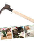 Portable Gardening Weeding Tool Sickle For Efficient Weeding And Harvesting In Gardens Farms And Lawns Lightweight Grab And Go Manganese Manual Sickle With Comfortable Handle shown with wooden handle and curved blade.