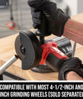 Heavy Duty 20V Cordless Angle Grinder With Digital Brushless Motor in use, compatible with 4 1/2 and 5-inch grinding wheels.