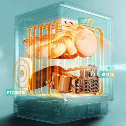 Hassle Free Countertop Dishwasher With Built In Mount Fully Automatic Large Capacity Desktop Washer Hot Air Dry Cabinet Rated For Glass Ceramic Steel Fast Wash Everyday Kitchen Essential interior with dishes and cleaning process visual.