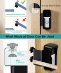 Anti-Theft Video Doorbell Mount No-Drill Install For Homes, Apartments, And Businesses showing compatibility with various door types.