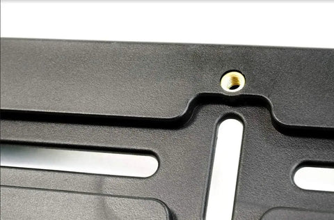Close-up of Front License Plate Mounting Kit With Tag Holder Adapter For Nissan All Models Flat Bumper Design Left Or Right Mount