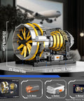 Dope Working Aircraft Engine Model Kit With Motorized Turbofan For Display, 2256 Pieces DIY STEM Project For Teens And Adults, Realistic Rotating Fan Blades And Compressor Stages, Battery Box Included, 41.64cm display model