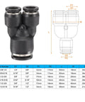 Two Pack Push To Connect Fittings 1/2 In Tube OD To 5/16 In OD Tee Reducer 3 Way Pneumatic Quick Connect Kit for Air Hose