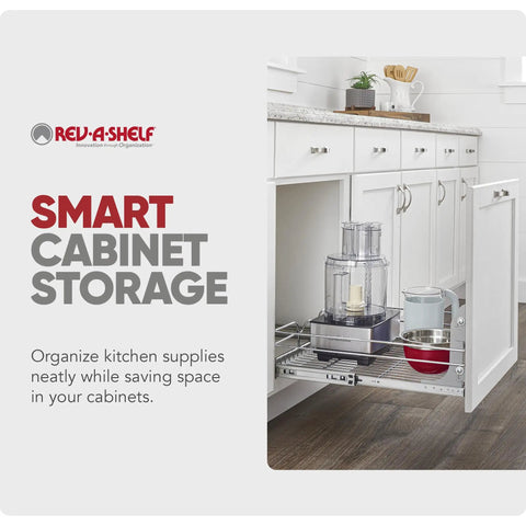 Heavy Duty Chrome Wire Pullout Cabinet Organizer Slick Glide Basket For Pots Pans And Lids Hella Organized Kitchen Storage Upgrade in white cabinets.
