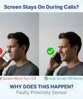 Comparison of faulty and working proximity sensors affecting screen on during calls