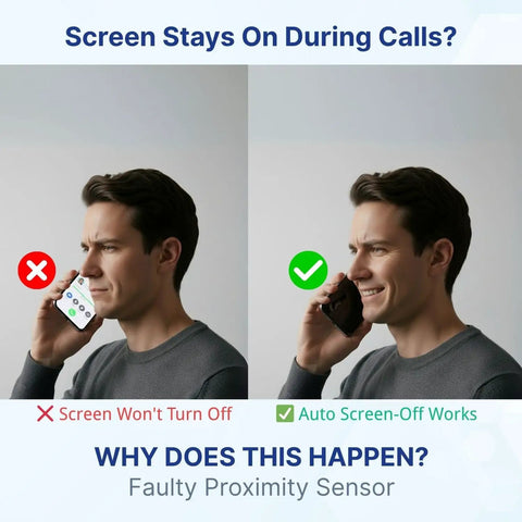Comparison of faulty and working proximity sensors affecting screen on during calls