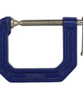 Super Handy Quick Grip C Clamp Two And A Half Inch Opening And Two And A Half Inch Throat Depth Smooth Rolled Threads For Fast Secure Hold On Woodworking And Metalworking Projects blue steel C-clamp