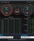 Disk speed test results showing write speed of 6644.1 MB/s and read speed of 5633.1 MB/s for SSD performance review.