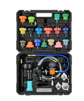 Shop Grade Radiator Coolant Pressure Tester Kit With Vacuum Refill Tool Universal Adapters showing 31pc set in case for leak detection.