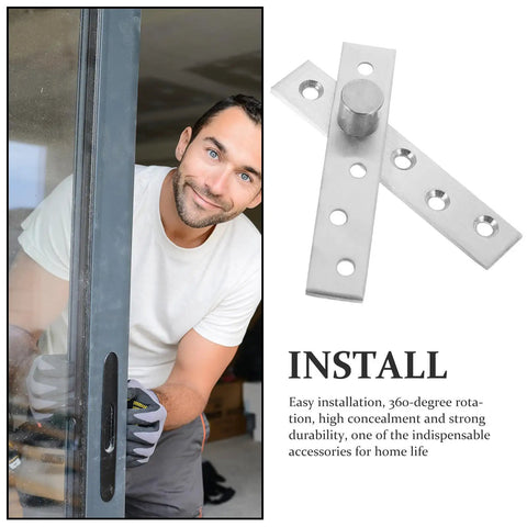 2 Pack Concealed Stainless Steel Door Hinges For Wooden Doors Central Pivot Hinge With 360 Degree Rotation install image