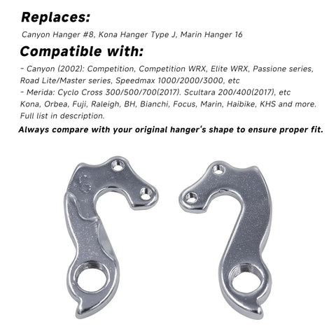 Two Pack Derailleur Hanger 58 Aluminum Dropout Replacement For MTB And Road Bicycles With Screws Compatible With Canyon Hanger Eight