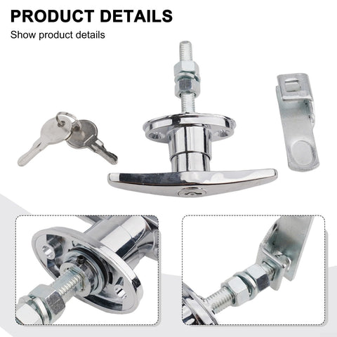 Durable Zinc Alloy T Handle Lock With Keys For Truck Cap Camper Shell And Garage Doors Keeps Your Gear Locked Up With This Multi Purpose Secure Latch Kit In Silver Finish For Quick Easy Install Hardware