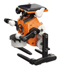 Eight In One Solar Robot Kit For STEM Fans Super Easy To Build Eight Solar Powered Robots In Minutes No Batteries Needed Solar Panel Included Learn Solar Energy And Tech With A Drummer Bot Racer Bot Tank Bot Armadillo Bot Dino Bot And More., solar robot drummer bot built with orange plastic and black gears