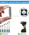 Close-up of 10mm deep socket, 1/4 inch drive suitable for manual and electric tools. Nine Piece 10mm Deep Socket Set With 1/4 Inch Drive 6 Point Design Rust Resistant Fits Standard Ratchets And Tools Built Tough Chrome Finish Keeps A Solid Grip On Tough Fasteners Without Slipping.