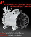 HV17 AC Compressor With Clutch And Prefilled Oil Compatible With Jeep Wrangler 2020 To 2023 V6 3.6L Plus Ram 1500 Classic side view showing integrated clutch and silver finish.