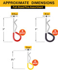 R Clip Assortment For Hitch Pin Locks And Cotter Pins, Twenty Zinc Plated Steel Clips In 7/64, 9/64 And 5/32 Inch Sizes