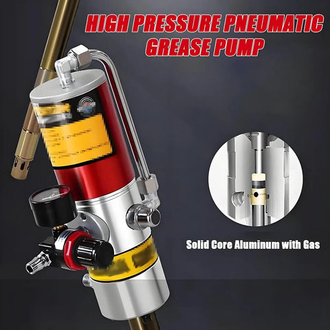 Professional High Pressure Pneumatic Grease Pump With Reinforced Air Hose And Locking Lid Job Site Tough Workhorse Featuring Thick Rubber Suction Cup To Stop Spills And Save Cash On Lubricants
