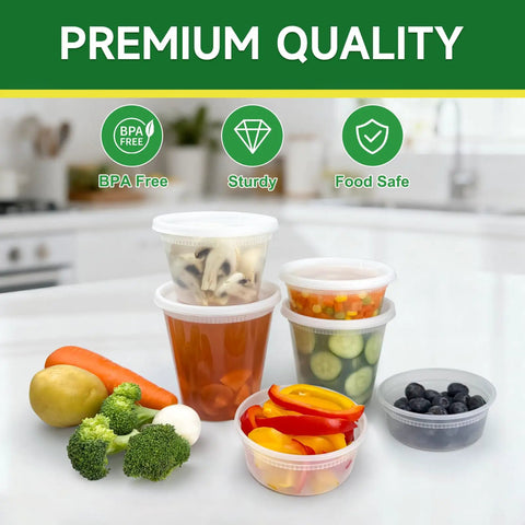 50 Pack 32 Ounces Deli Containers With Lids Leak Proof BPA Free Plastic Takeout Bowls For Grab and Go Meals and Meal Prep