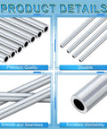 12 Pack Round Aluminum Tubes 36 Inches Long Seamless Aluminum Tubing Metal Straight Pipe For Industrial DIY Projects Home Craft Model 0.24 Inch Outer Diameter, showing various views and qualities like premium quality, durability, smoothness, and weldability.