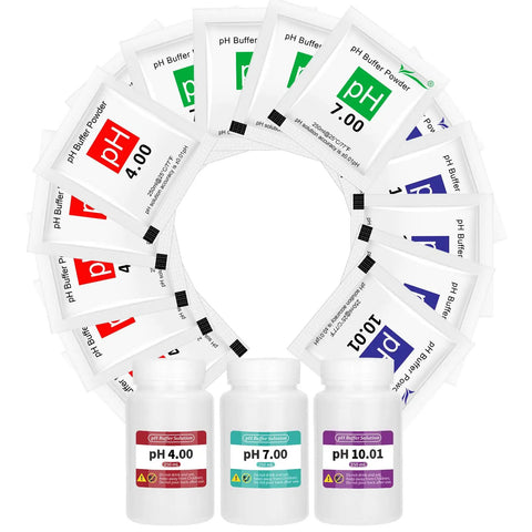 15 Pack pH Calibration Buffer Kit With pH 4.00 7.00 And 10.01 Powders Includes Three Airtight Bottles For Easy Prep And Long Term Storage