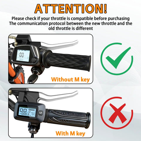 Comparison of 48V Throttle And LCD Speedometer Display For Electric Dirt Bike Without M Button vs. with M button.