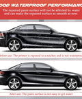 Before and after image of car showing scratch repair effect using 3 Pack Car Scratch Repair Pens Set For Quick Touch Ups That Blend Right Into Your Paint.