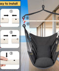 Hammock Chair Hanging Rope Swing For Indoor Outdoor Use Chill Cozy And Durable Supports Up To 500 Lbs Two Cushions Included