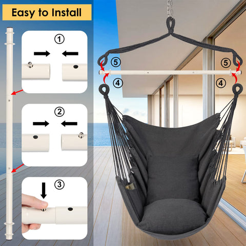 Hammock Chair Hanging Rope Swing For Indoor Outdoor Use Chill Cozy And Durable Supports Up To 500 Lbs Two Cushions Included