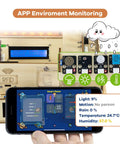 ESP32 Smart Home Starter Kit With Voice Recognition And App Control showing app environment monitoring display