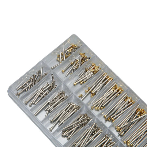 200 Pcs Watch Screw Tube Kit With 10 Sizes 1.3mm Width, Professional Watch Band Pins Set In Gold And Silver, Includes Storage Box