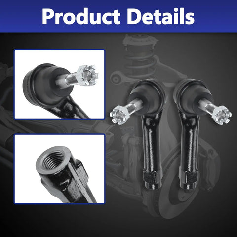 Front Inner Outer Steering Tie Rod End Kit For Chevy Silverado Tahoe Suburban 1500 2500 GMC Sierra Yukon Cadillac Escalade 1999 To 2006 Replacement ES3488 ES3493T OE Style Heavy Duty Upgrade, forged steel tie rod ends
