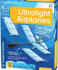 Ultralight Airplane STEM Kit box showing images of gliders with bamboo and plastic parts for ages 8 plus flight experiments.
