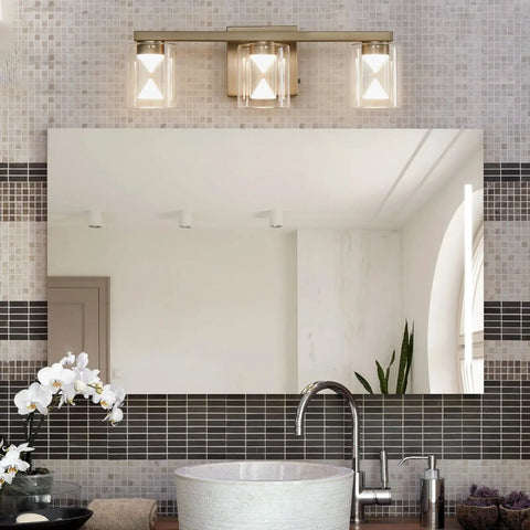 Dimmable 3 Light Bathroom Vanity Light Over Mirror, Adjustable LED Fixtures, Sleek Modern Brushed Nickel Wall Sconces For Bathroom