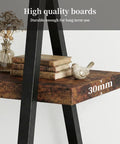Close-up of Dope Rustic Industrial 67 Inch Bookcase with metal and wood shelf, books, vase, and bird ornament.