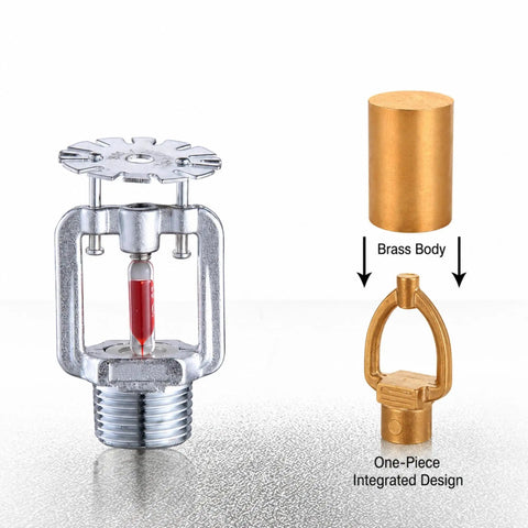 Snag This Clean Concealed Pendent Fire Sprinkler Head DN15 With Matching Cover Plate For That Sleek Ceiling Setup Featuring A Rock Solid 68C 155F Heat Sensing Glass Bulb To Activate Automatic Spray When You Need It Most One Pack Of Badass Safety Gear, showing brass body, glass bulb, and integrated design.