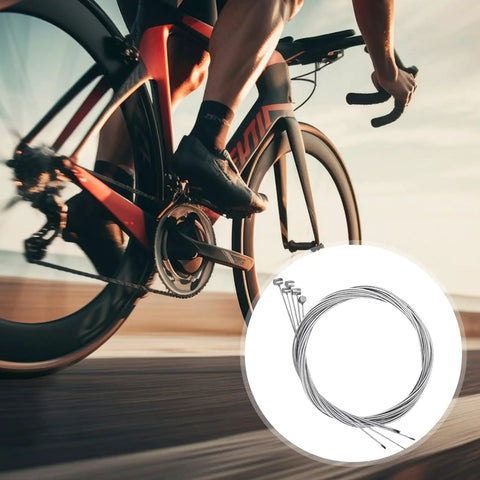 Cyclist with Premium Zinc Coated Bike Brake Cable Kit With Caps Set Includes 110cm And 150cm Cables Universal