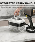 Heavy Duty Handheld Steam Cleaner With 1200ML Tank That Slays Grease And Sticky Buildup On Kitchens Bathrooms And Car Interiors Smooth Cleanup Guaranteed Every Time with integrated carry handle.