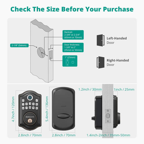 Keyless Entry Door Lock With Fingerprint And Password, Auto Lock, 1 Second Entry, 0.3 Second Fingerprint Unlock, Oil Rubbed Bronze