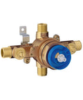 Universal Pressure Balance Rough In Shower Valve For DIY Bathroom Remodel With Half Inch Inlets And Outlets, Blue Core Cartridge