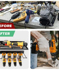 Heavy Duty Power Tool Organizer Rack With Two Levels And Four Cordless Drill Holders, Space Saving Wall Mount Shelf