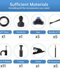 Automatic Drip Irrigation Kit With Five Sixteenth Inch Tubing Copper Atomizing Nozzles components and accessories display