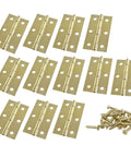 Heavy Duty 12 Pack 2.5 Inch Gold Door Hinges Vintage Cabinet Hardware Includes Extra Screws on white background.
