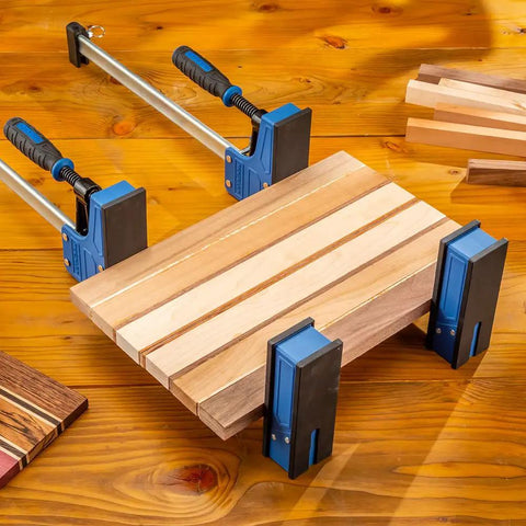 Beefy 24-Inch Parallel Bar Clamps For Woodworking, Adjustable Heavy Duty Clamps With Ergonomic Handle at work on wooden panels