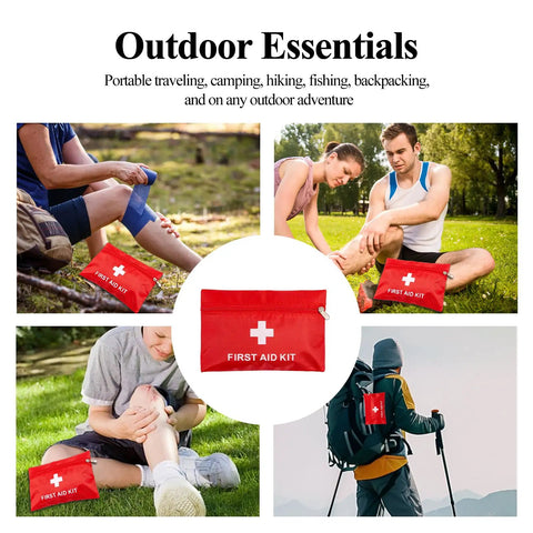 Image showing outdoor use of Red 12 Pack Empty First Aid Pouches for Travel and Outdoor Use Grab And Go Medical Bags.