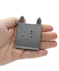 Swiss Style Miter Cutting Vise Jig For Metalworking, Solid Steel Build, 2.75 By 2 Inches shown on open palm