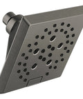 5 Spray H2Okinetic Raincan Shower Head in Black Square Design With PowerDrench For Bangin Full Body Coverage And Water Saving Tech 3X Coverage Lumicoat Stainless Black Finish